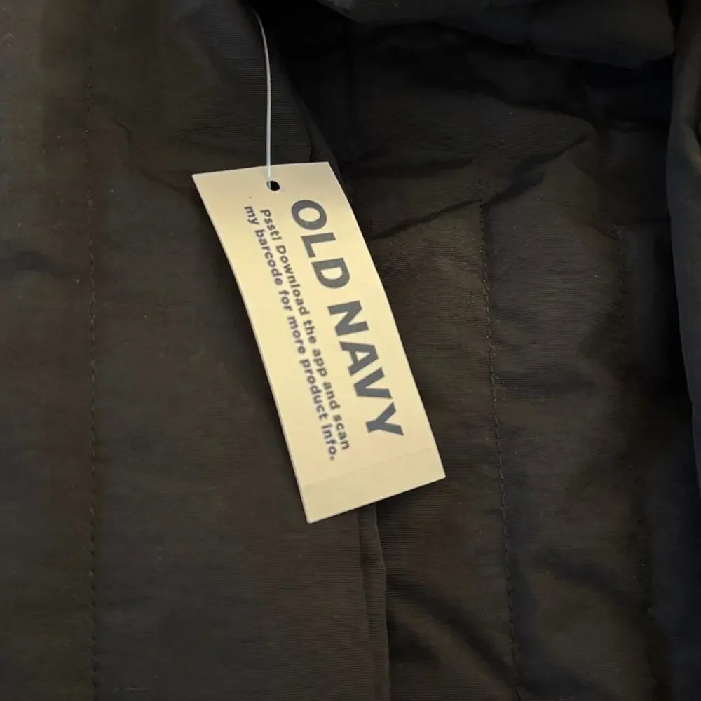 Old Navy Black Oversized Quilted Baseball Jacket